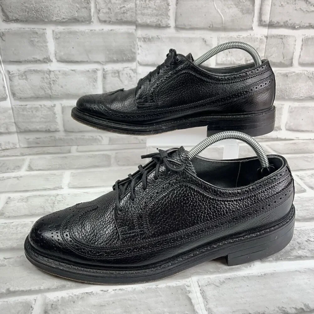 Hanover Vintage Sheppard LB Signatures Black Pebble Leather Wingtip Oxfords 9.5